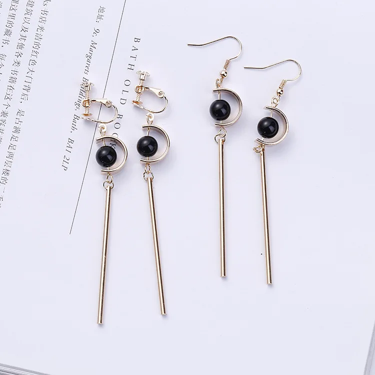 Fashion long clip on earrings stone ear clips earrings for women no ear