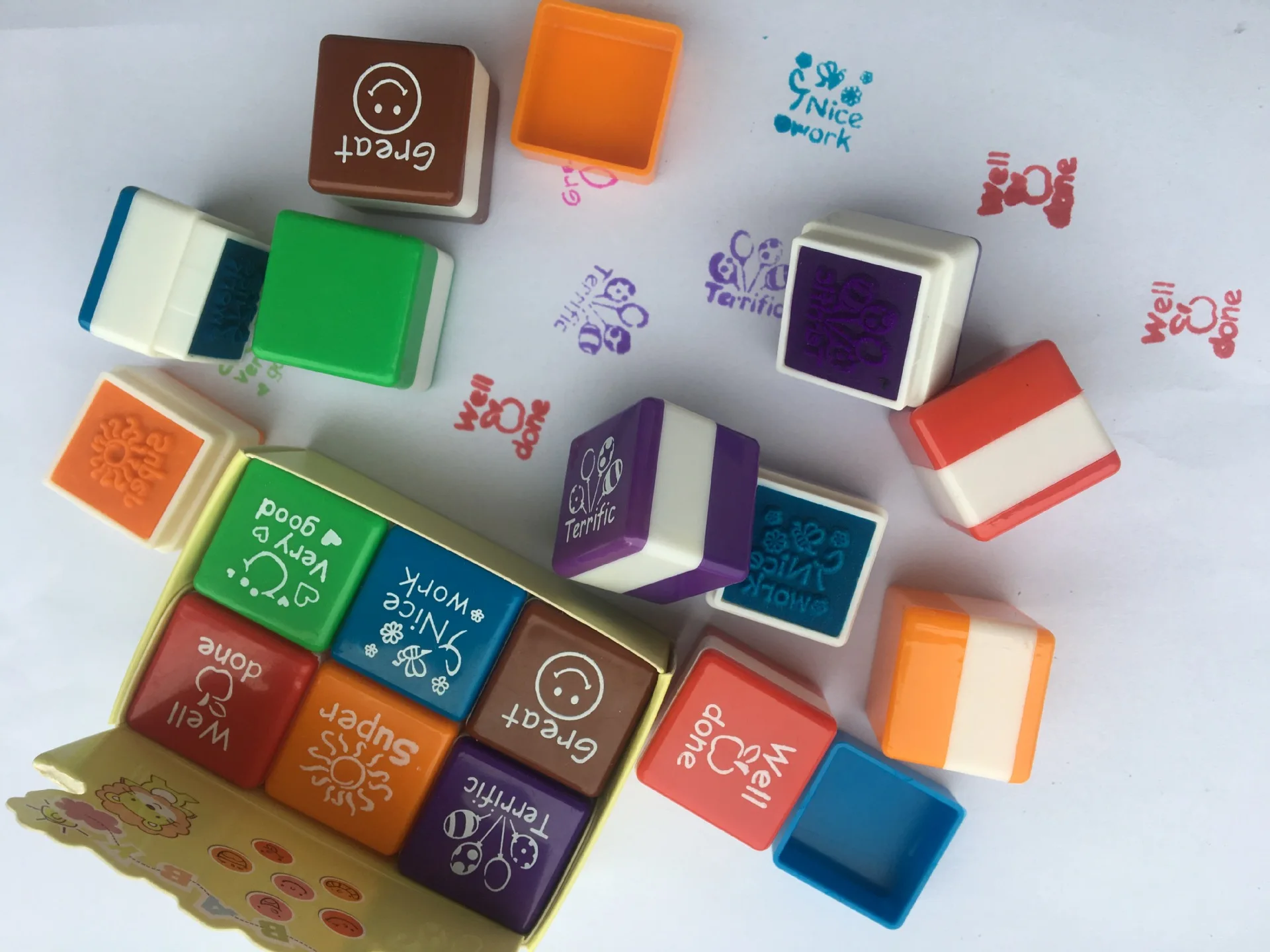  6pc/set Kindergarten Teachers reward Stamper Children School Motivation Praise Reward Stamps Sticke - 33032403337