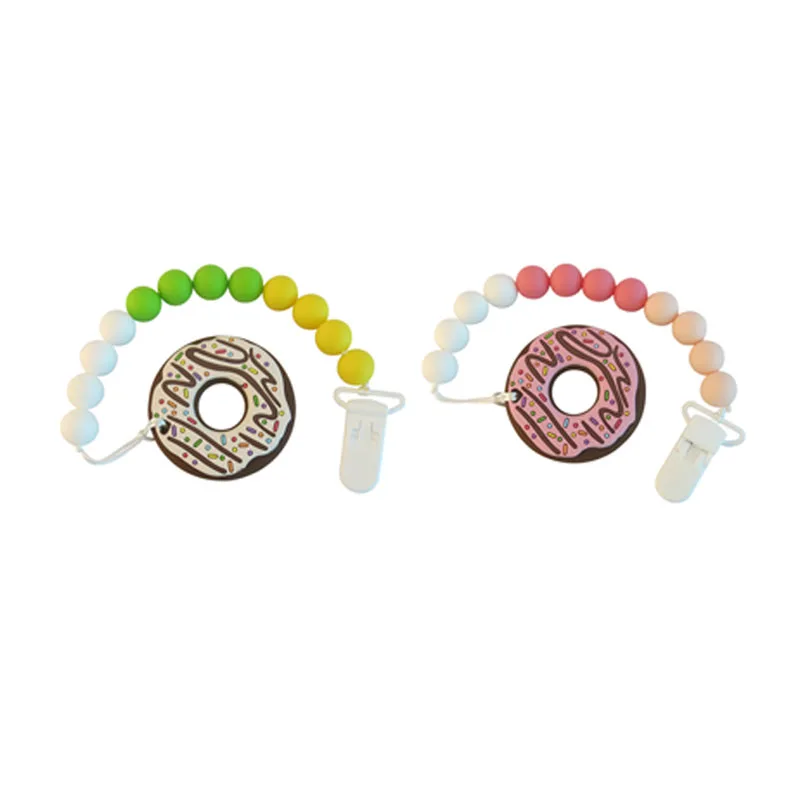 

Baby Teething Necklace Doughnut Food Grade Silicone Teether Beads BPA Free for Baby Gift Toy