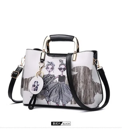 Abend Schultertasche Leder Raum einkaufstasche schwarzes Muster Stücke Oder blau Messenger himmel Beige Ems Dhl blau freier Tasche 20 Lässig Weiblichen brown Handtasche Gemalt Frauen Durch Bags aFfxz
