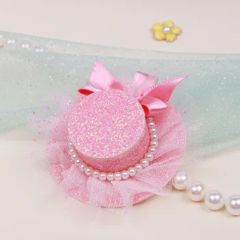 

120pcs/lot Girl Lovely Mini Glitter Hat Shining Hair Clip For Children