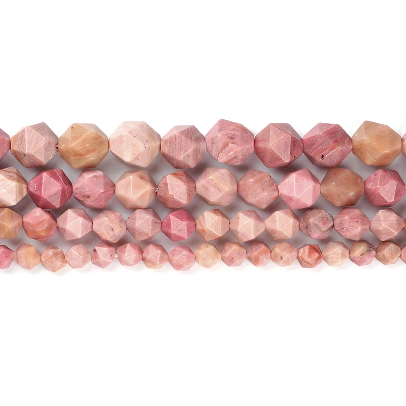RUI LONG 6/8/10/12mm AAA Grade Faceted Red Rhodonite Natural Stone Beads DIY Loose Strand Beads Jewelry Making Bracelet