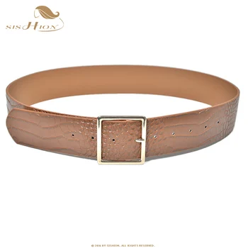 

SISHION 2019 new crocodile pattern leather belt SP0238 women square pin knot decorative for windbreaker belts Wide Waist Belts