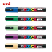 6 шт Uni PC-5M цветные краски маркер ручка граффити на водной основе маркеры перманентные Маркеры офисные канцелярские принадлежности Школьные принадлежности