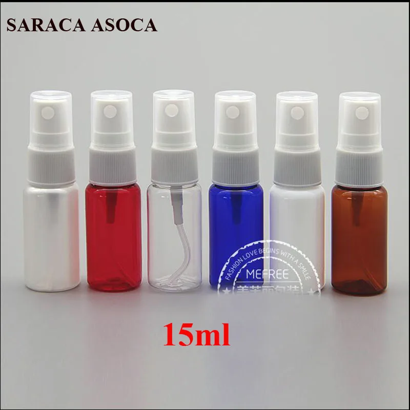 

Spray Plastic Bottle White Cap Small Empty Packaging Bottle 15ML 100pcs/lot Plastic Cosmetic Container Travel Bottles