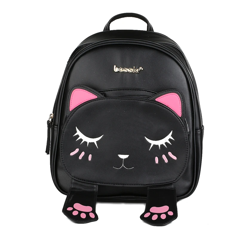 Cute Cat Animal Embroidery font b Backpacks b font font b Women b font Kawaii Black