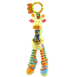 Плюшевые детские развития ребенка мягкий жираф животного колокольчики ручная игрушка