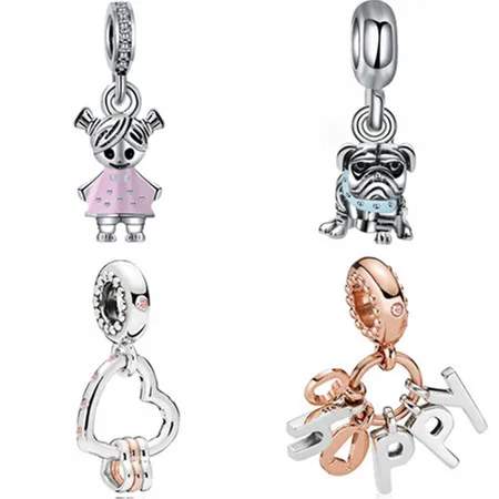 

New Arrived Animal Lion Carved Bird Mouse Love Hearts Crystal Pendant Beads Fit Pandora Charms Bracelets Bangles for Women DIY
