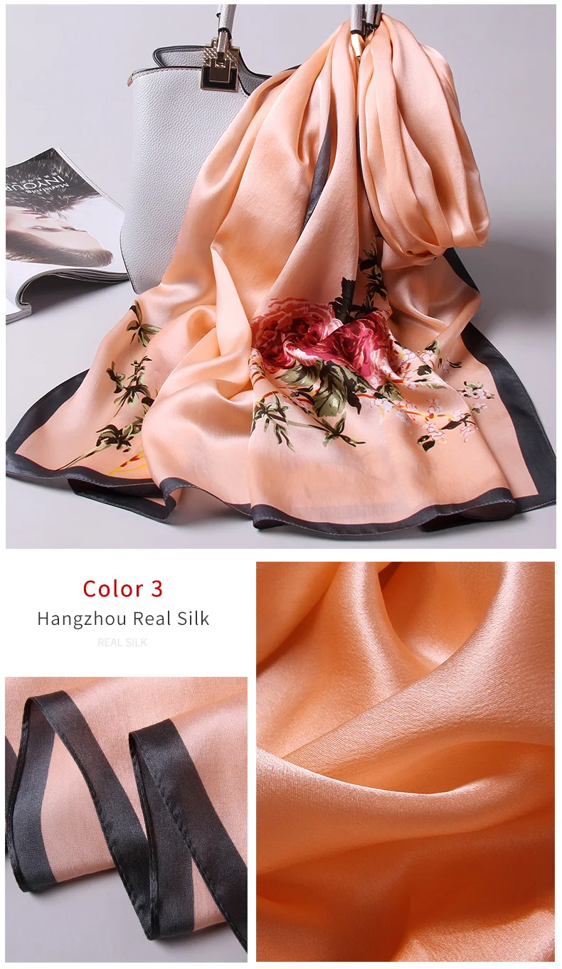 Чистый Шелковый шарф женский Ханчжоу Настоящие шелковые шарфы для женщин шали с принтом винтажные шарфы шелковый натуральный платок для женщин