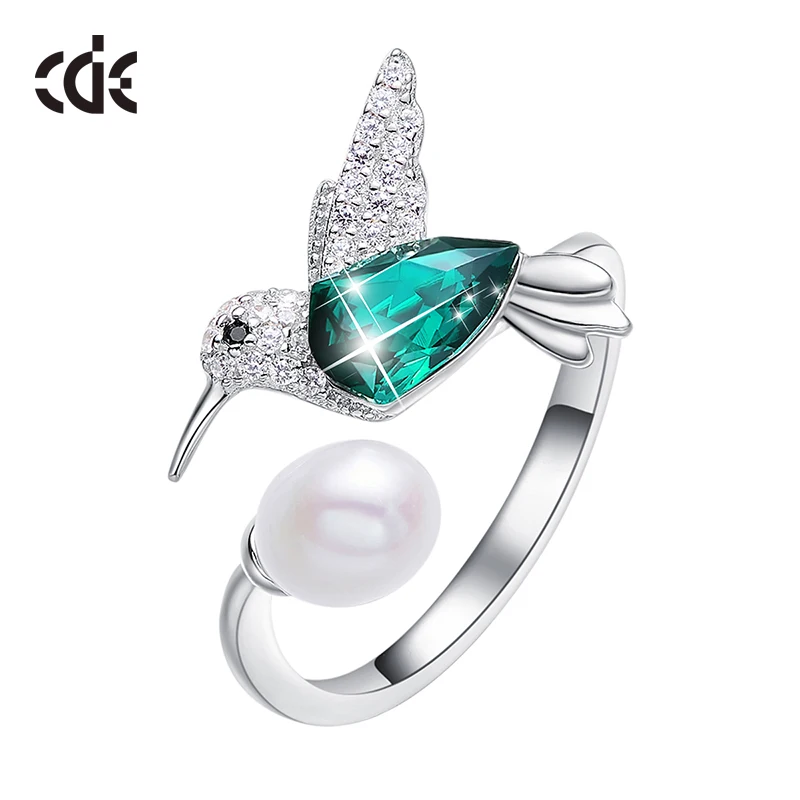 CDE 925 серебряное кольцо украшенное кристаллами от Swarovski регулируемое женское Ringen
