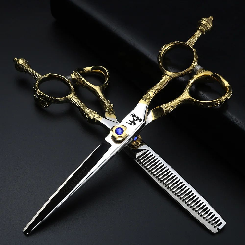 

Unique Barber Scissors High-end Hairdressing Tools 6-inch Refining Scissors and Cutting Scissors Combination Free Shipping