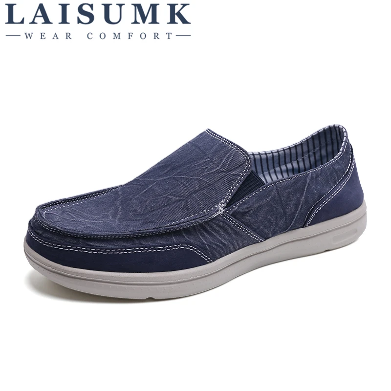 

LAISUMK Canvas Mens Shoes Lazy Set Of Feet Men Casual Shoes New 2018 Breathable Male Wear Resistant Flats Footwear Spring Autumn