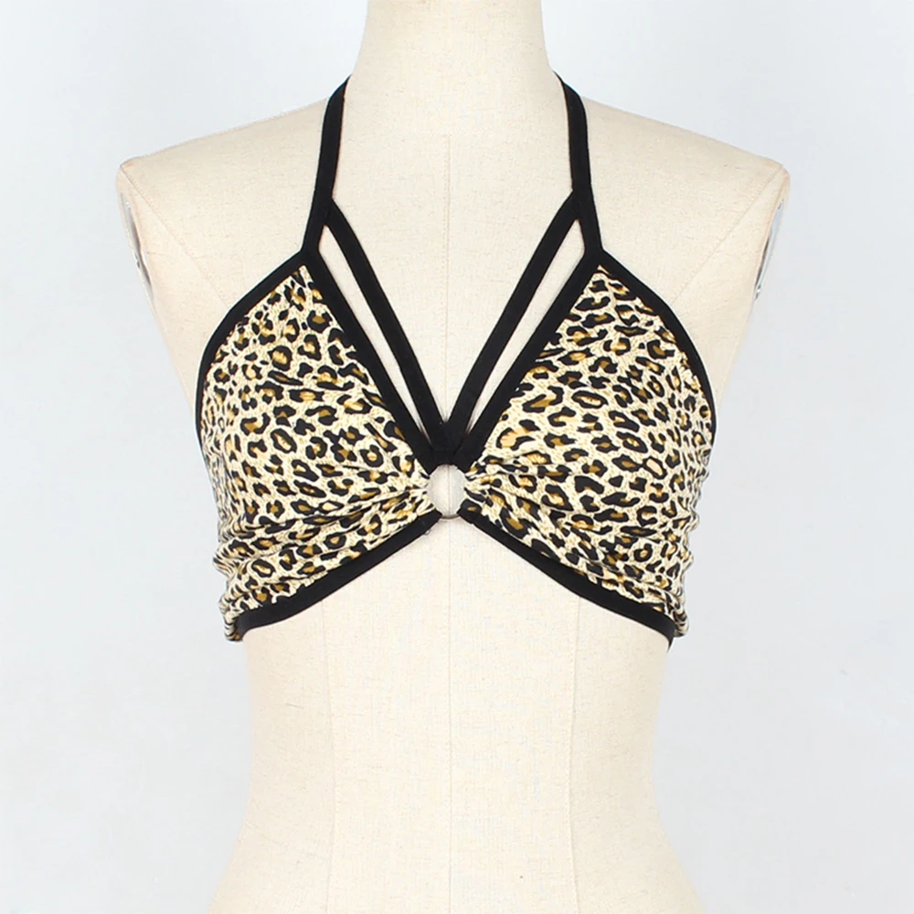 Sexy Leopard Bandage Lingerie Corset Bralette Cage Bra Strappy Bustier Women Sheer Underwear Harness Black Push Up Top Size S-XL