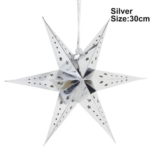 30cm Silver 1 шт. подвесное бумажное украшение в виде рождественской звезды для рождественские украшения для дома счастливый год украшения Рождественский кулон домашний декор - Цвет: 30cm Silver