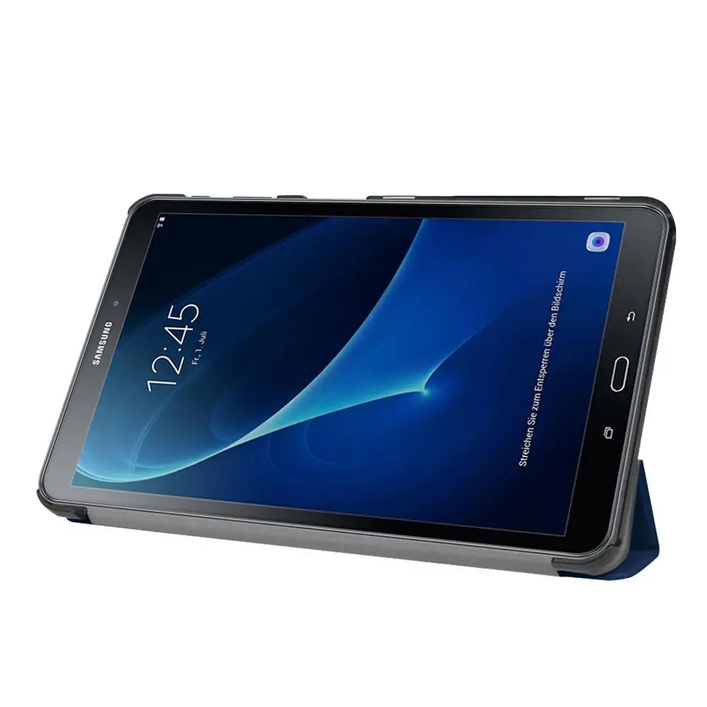 Чехол для Samsung Galaxy Tab A 10,1 SM-T580 T585 ультра тонкая подставка PU кожаный чехол со стеклянным протектором экрана+ ручка