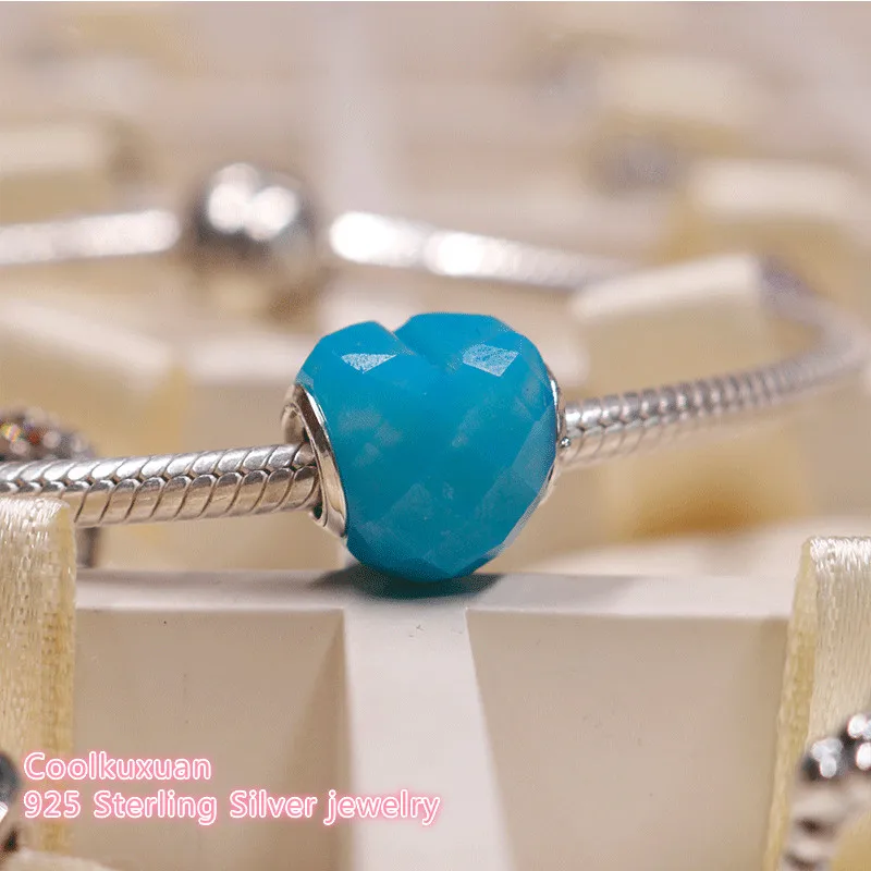 19 Summer Authentic 925 Sterling Silver Shape Of Love Charm Scuba Blue Crystal Beads Fit Brand Charms Bracelet Diy Jewelry Beads Aliexpress
