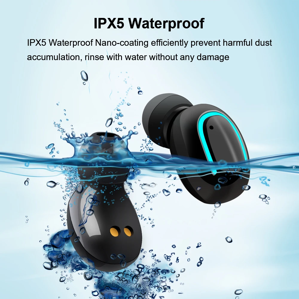 Bluetooth 5,0 наушники TWS IPX7 водонепроницаемые беспроводные наушники 5D стереогарнитура свободные руки спортивные наушники игровые для телефона