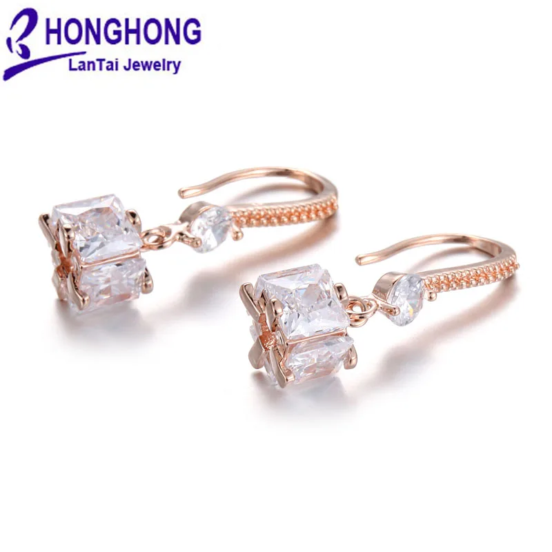 Мода квадратной формы циркония кулон серьги стержня для женщин лучший подарок для друга популярные женские ювелирные изделия Бронкос# E80005