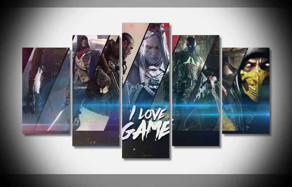 9064 video games collage wide Poster Framed Gallery wrap art print home wall decor wall picture