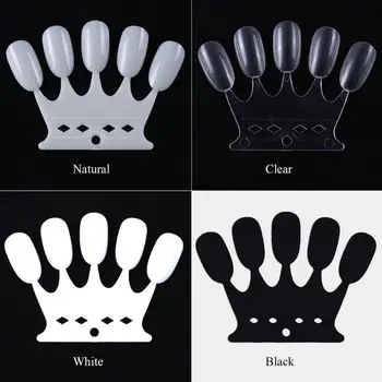 

10Pcs Crown Shaped False Nail Polish Tips Color Card Plastic Practice Display Board With Detachable Metal Ring DIY Manicure Tool