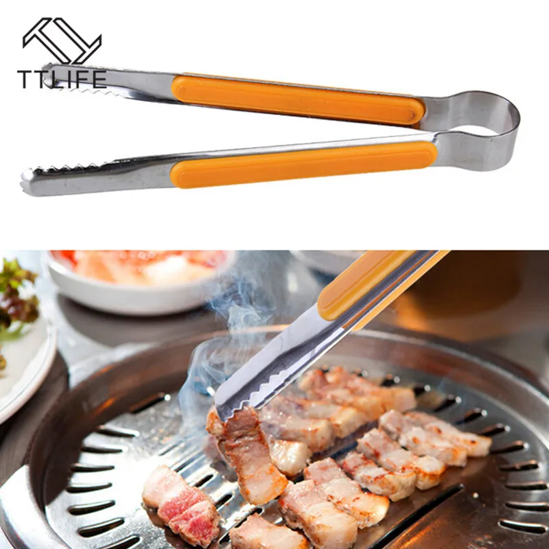 

TTLIFE Stainless Steel Kitchen Tongs BBQ Tongs Mini Barbecue Grill Food Clip Ice Tongs Meat Salad Toast Tongs Clamp Accessories
