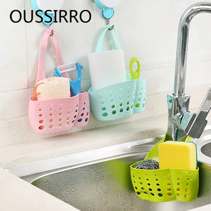 

1pcs Sink Faucet Hanging Cradle Adjustable Organizer Drainer Kitchen Shelving Rack Cutlery Holder Sponge Holder Storage Basket