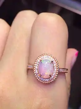 

Natural Transparent opal Ring Natural gemstone Ring S925 sterling silver trendy Round cannabis women party gift Jewelry