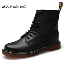 MRMADING Men Boots Shoes Unisex High Help Martens Shoe Famous Designer Retro Full Grain Leather Couple Casual Shoes Martin Boots