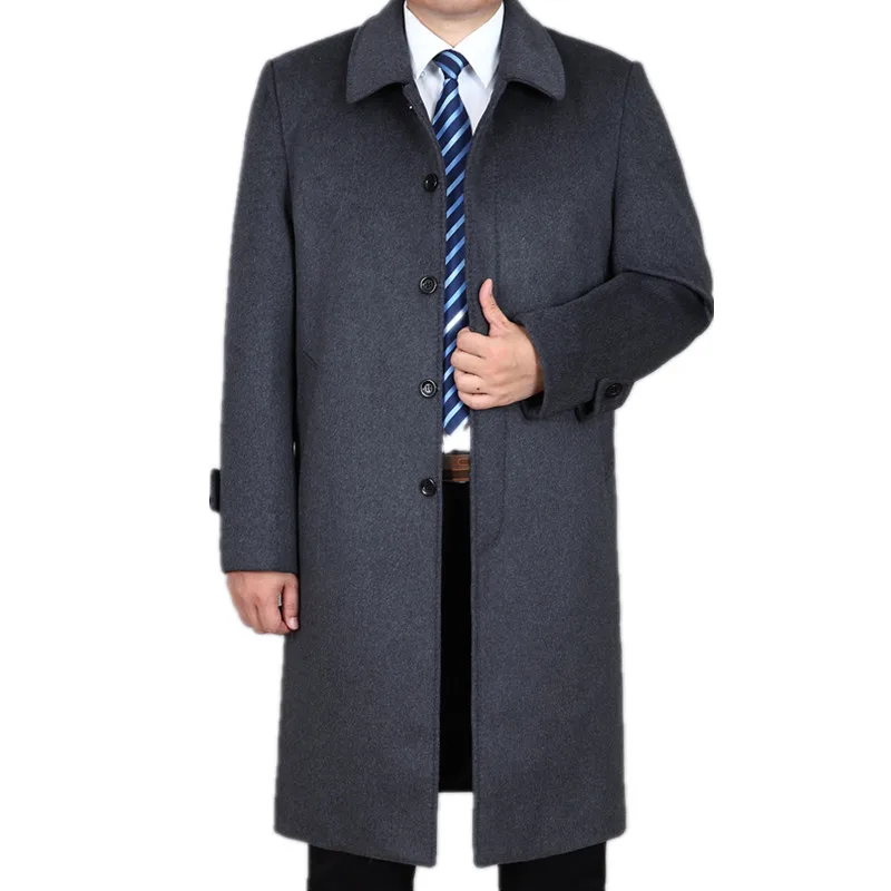 Зимнее длинное шерстяное пальто, мужская верхняя одежда, куртка, утолщенное мужское теплое пальто, мужские парки из кашемира, плюс размер 4XL ZZ048