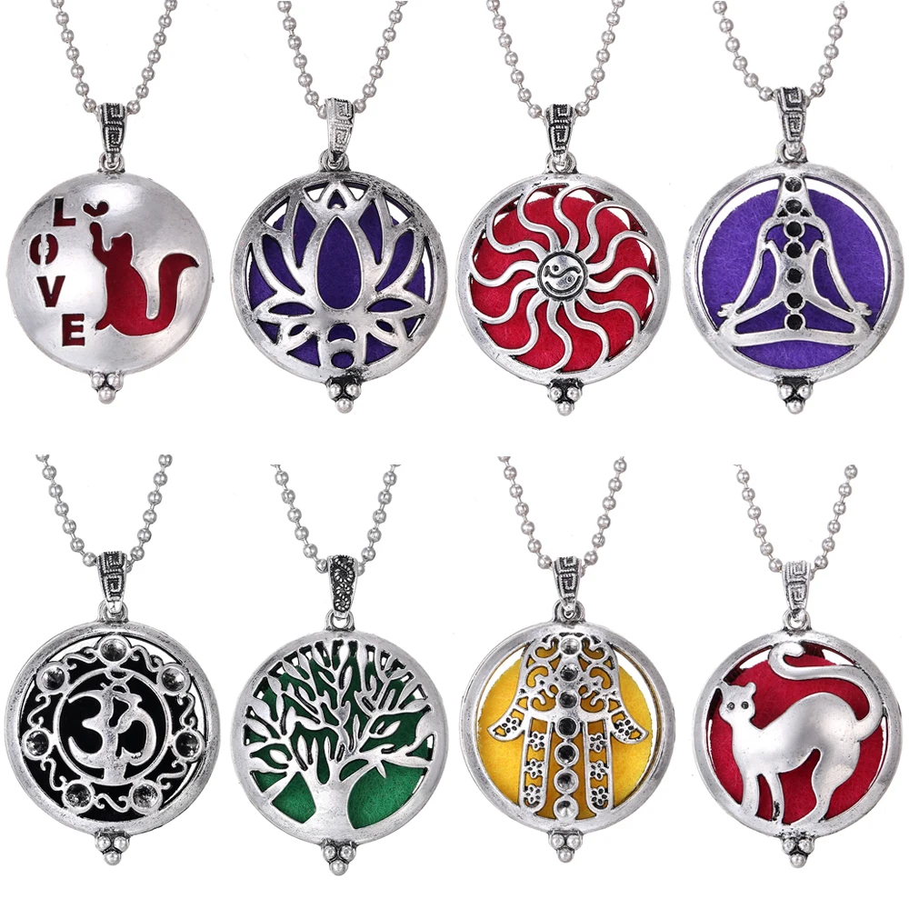 

Aromatherapy Diffuser Necklace Open Vintage Lotus Locket Pendant Perfume Essential Oil Diffuser Necklace Aroma Locket Necklaces