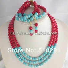 Модные Роскошные Свадебные Коралловые ювелирные изделия из натурального камня набор No-498