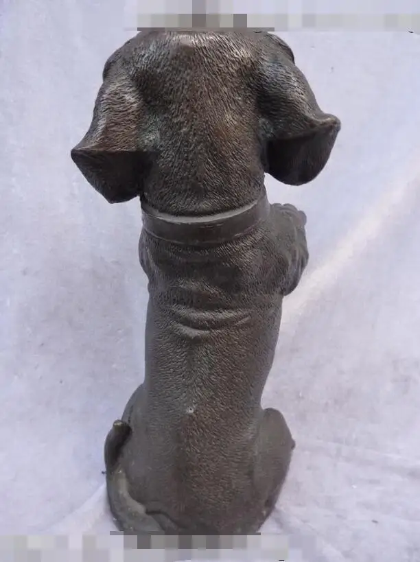 

S1079 11"Chinese Pure bronze carved excellent lifelike Art Pekinese Dog statue