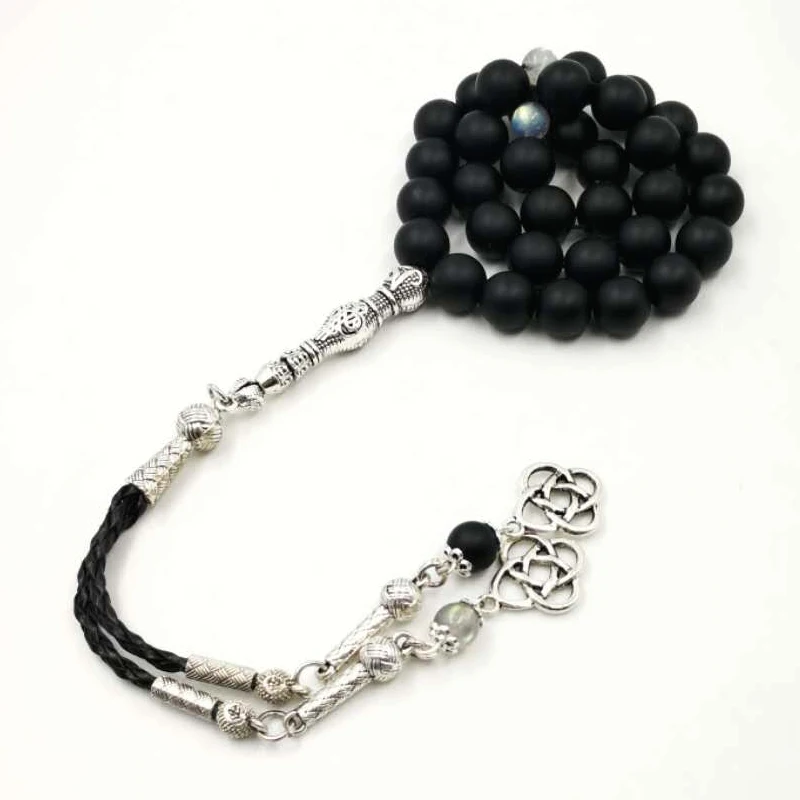 Натуральные матовые черные Агаты tasbih с лунным камнем мужские misbaha специальный