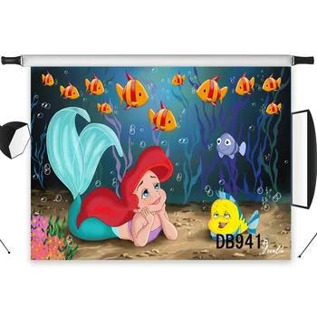 

Polyester Backdrop Background Photography Studio Props Undersea Little Mermaid Photographic Photo Seamless Washable No Crease