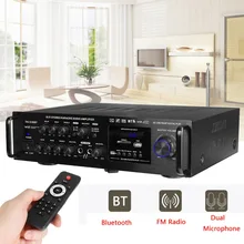 Amplificador de Audio Digital inalámbrico 220-240V 2000W, amplificador de Karaoke estéreo con bluetooth de 4ohm, amplificador de cine en casa con entrada de 2 micrófono FM RC