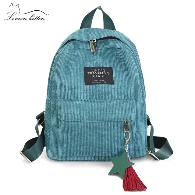 2018 Retro Velvet School Backpack For Girl Simple Design Minimalist