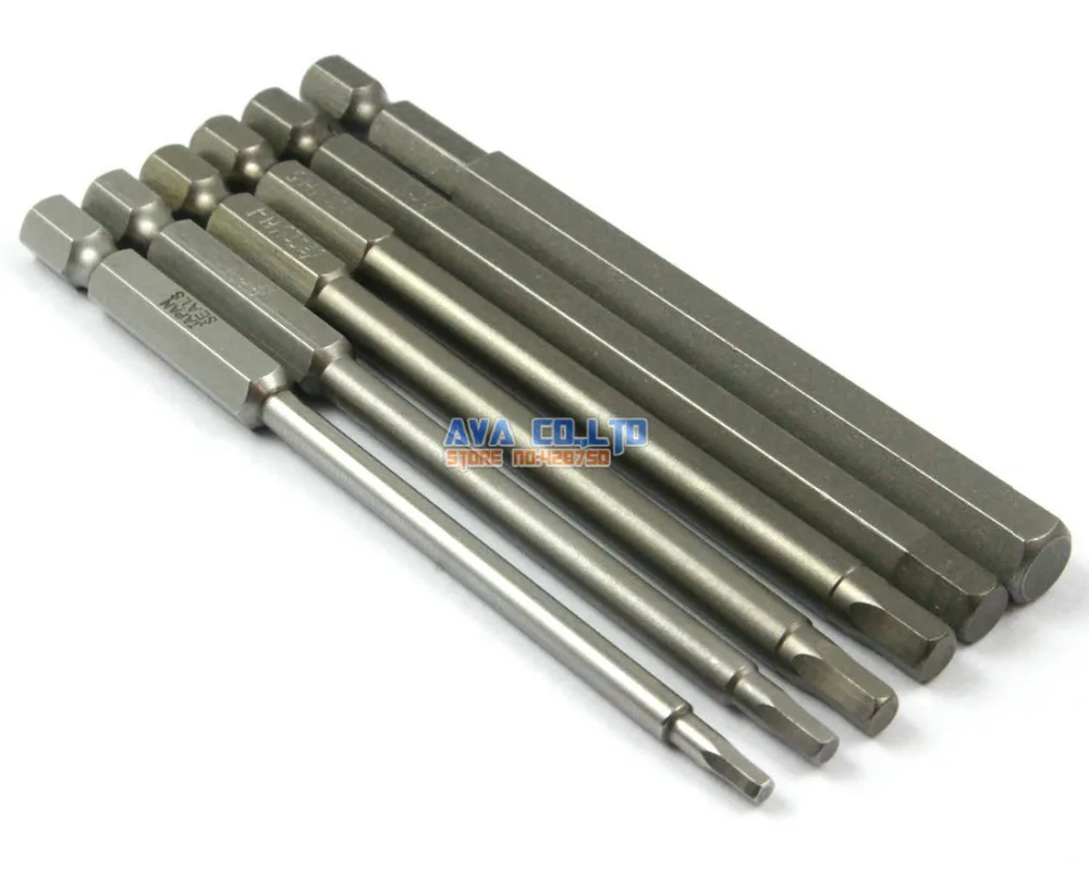 

1 Set 6 Pieces Magnetic Hexagon Screwdriver Bit S2 Steel 1/4" Hex Shank 100mm Long