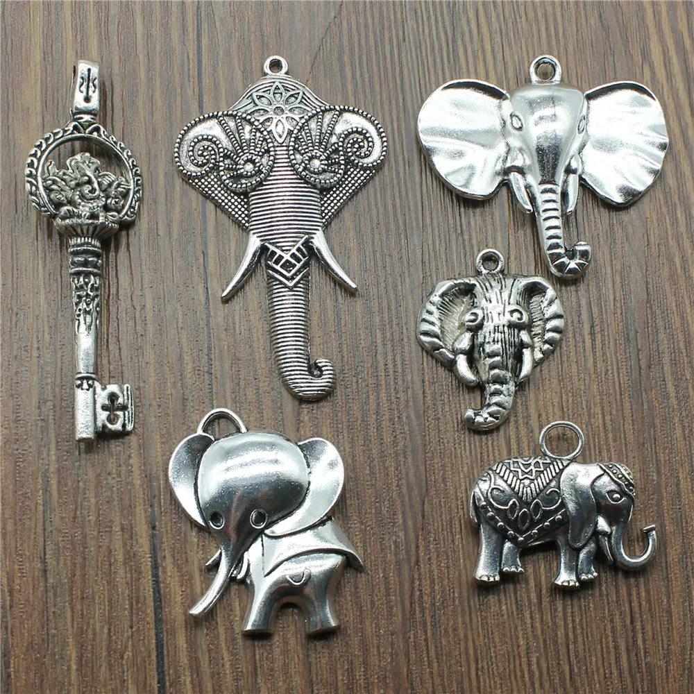

3pcs/lot Charms Elephant Antique Silver Color Elephant Charms Pendant Jewelry Elephant Lucky Charms For Jewelry Making
