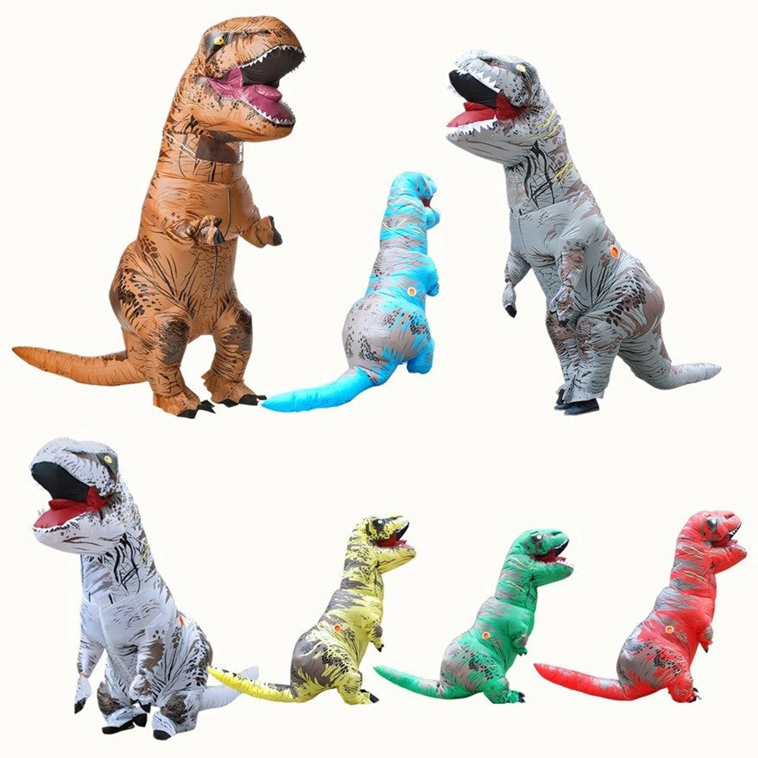 Взрослый T REX надувной костюм Хэллоуин косплей Парк Юрского периода комбинезон с