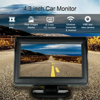 

4.3" IP67 Waterproof Car TFT LCD Monitor Wireless Transmitter Receiver Backup Reverse Camera Parking System Night Vision ABS