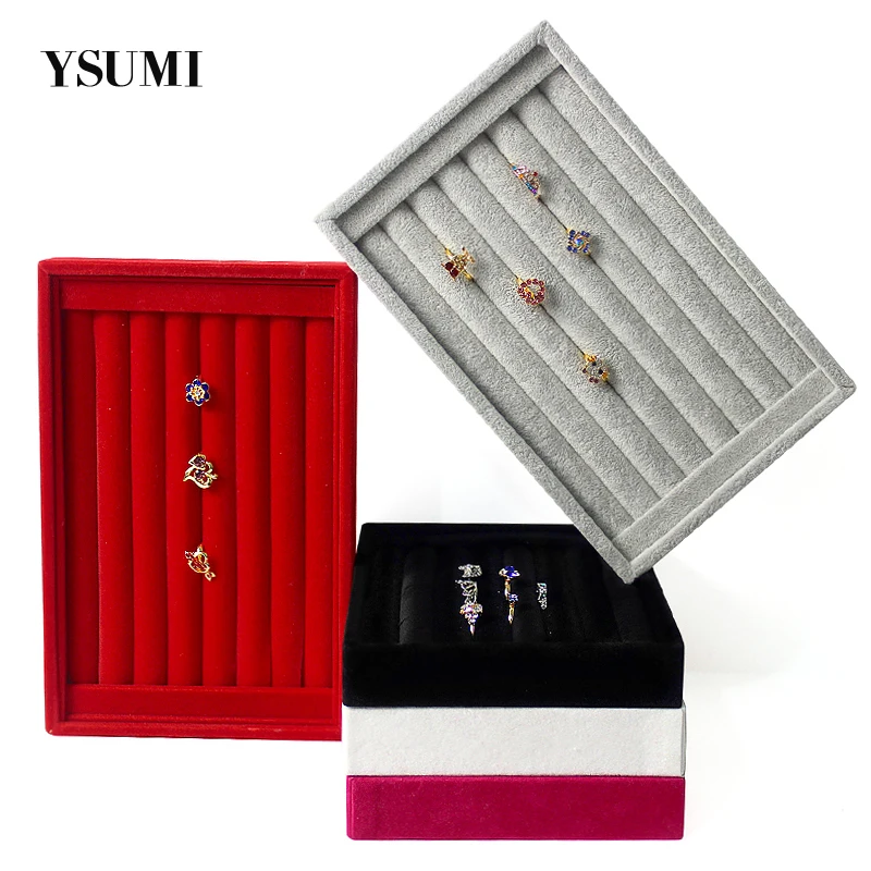 YSUMI 5 цветов, бархатное Ювелирное кольцо/лоток для сережек, Ювелирный стенд для магазина, стойка для ювелирных изделий, органайзер, ювелирный дисплей, держатель