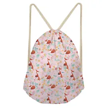 THIKIN цветок лиса собака сумка со стягивающим шнурком и напечатанным текстом для женщин Повседневное маленький рюкзак дети Ежедневно Мода школьный на заказ Mochila