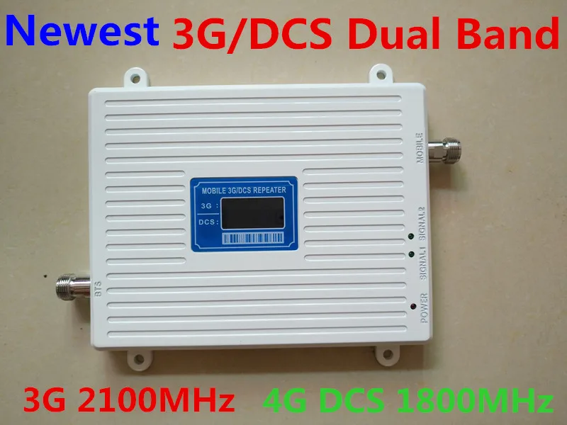 

LCD Display DCS 1800Mhz W-CDMA 2100MHz Dual Band Mobile Phone Signal Booster 2G 3G 4G Cell Phone Signal Repeater + Power Supply