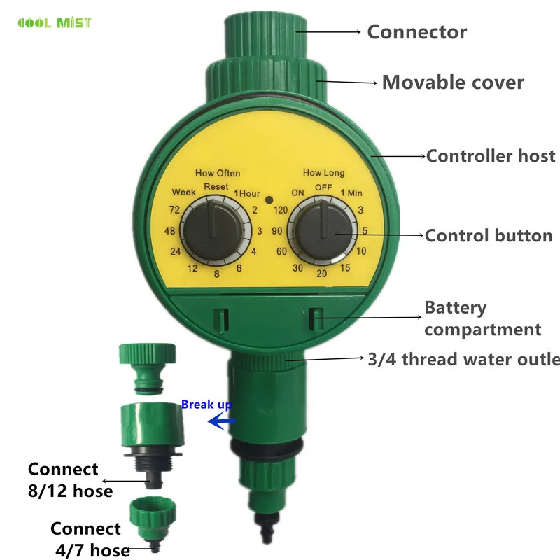 

S202 Multi-function Connect 4/7 or 8/12 Hose Automatic Electronic Watering Timer Garden Irrigation Spray System Controller Tool
