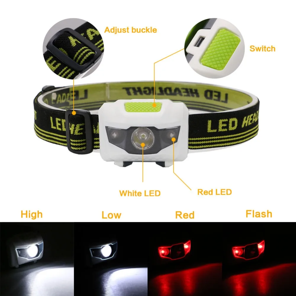 LED Infrared Ray 4 Modes R3+2 Headlight HeadLamp AAA Head Fish Light Lamp Torch 