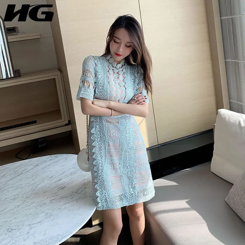 [HG] Новый для женщин Корея Мода 2019 сезон: весна-лето Стенд воротник длинный рукав