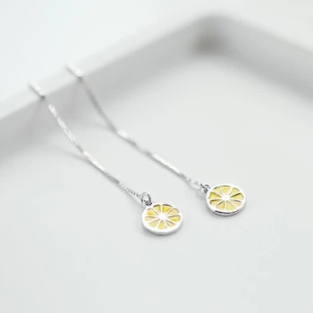 

WYEAIIR Fresh Lovely Fruit Lemon Sweet Student Gift Literary Creative 925 Sterling Silver Female Dangle Earrings
