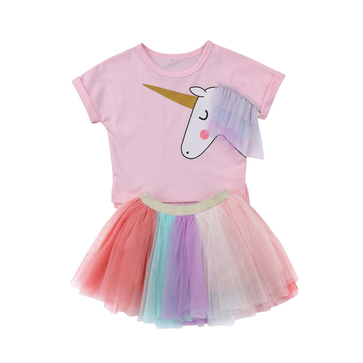 Kid Baby Girls Clothes Set Girls Lace Unicorn T shirt Top ...