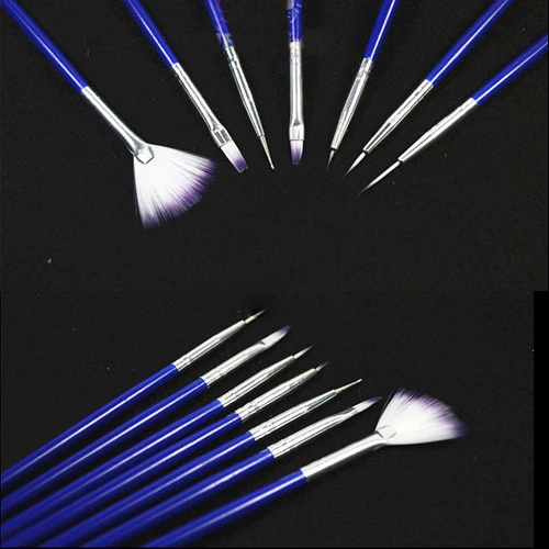 

7pcs/lot Pro French Blue UV Gel Brush set Nail Art Striping Brushes Painting Drawing Liner Pens Dotting Tools BENAO23