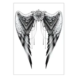Черные крылья временная татуировка Стикеры, 15*21 см флеш-тату Стикеры s, Водонепроницаемый поддельные хна для татуировки стены Стикеры